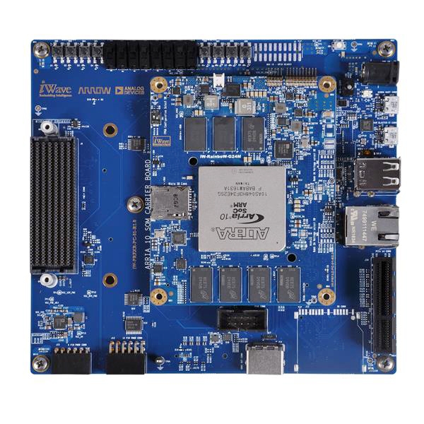 Arria 10 SoC @1.4GHz, 1GB RAM for HPS, 256Mbit QSPI Flash, 8GB MicroSD